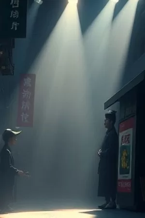 番剧《墨色江湖》海报：水墨风格的山门外石阶与背影剑客